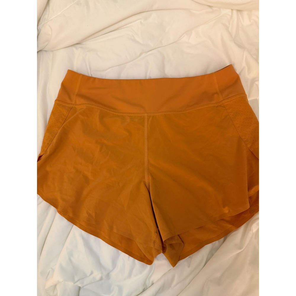Athleta Run With It 3.5 Shorts Orange Burnt Perforated Running Training Womens S